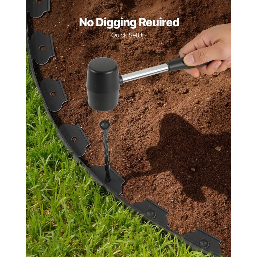 VEVOR Landscape Edging, 600 x 5 cm Plastic Garden Border Edging with 120 Spikes, No Dig, Flexible Lawn Edgings Roll, UV-Resistant Mini Fence Borders Pathway Edgings for Flower Beds Yard Paver