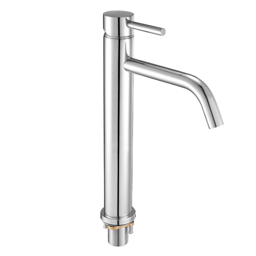 VEVOR Single Handle Sink Faucet, Chrome-Plated Silver Faucet Kitchen Sink, 1 or 3 Hole Kitchen Water Faucets with Push-Button Drain, Suitable for Bathroom, RV, Bar, Public Restroom, High Arc Faucet