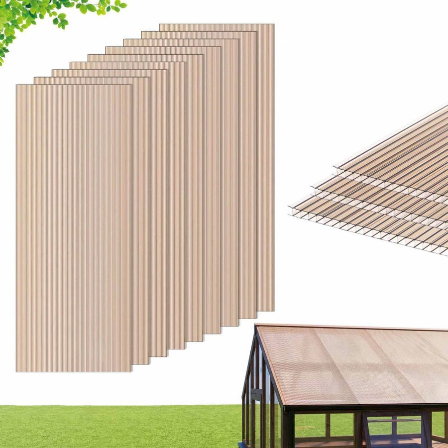 VEVOR Roof Panels, 12Pcs Polycarbonate Roofing Panels Double Layer, High Impact Corrugated Plastic Greenhouse Replacement Cover, Waterproof for Gazebos, Chicken Coops, Home, Garden (5' x 2' x 0.24")