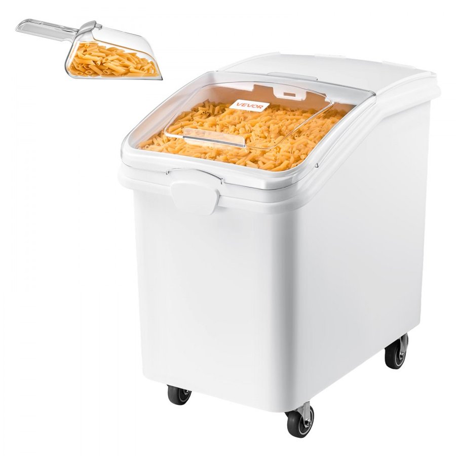 VEVOR Rice Storage Container 120 L/31.7 Gal 90 kg Dog Food Dispenser Bin, for Kitchen Pantry Organization, Large Ingredient Grain Cereal Flour Bin, Pet Food Container with Wheels, Scoop, Slide Lid