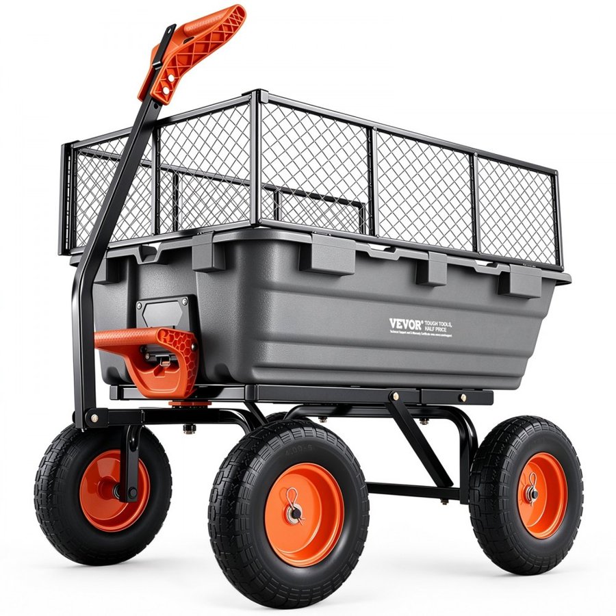 VEVOR Poly Garden Dump Cart – 1200 lbs, 90° Dump, 180° Wheel