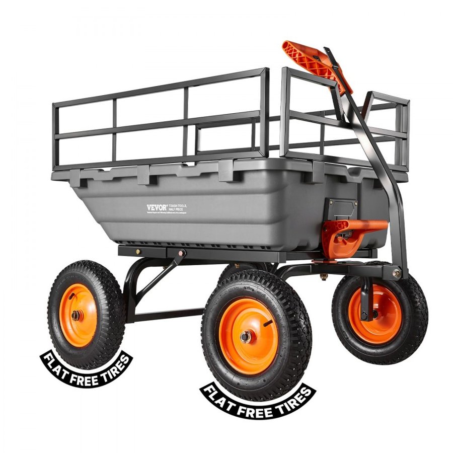 VEVOR 4 Wheel Garden Dump Cart – 680kg, 15 cu ft