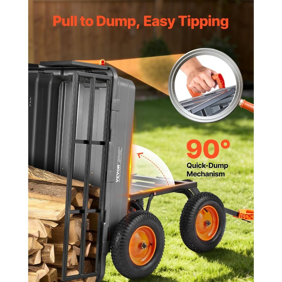 VEVOR 4 Wheel Garden Dump Cart – 680kg, 15 cu ft