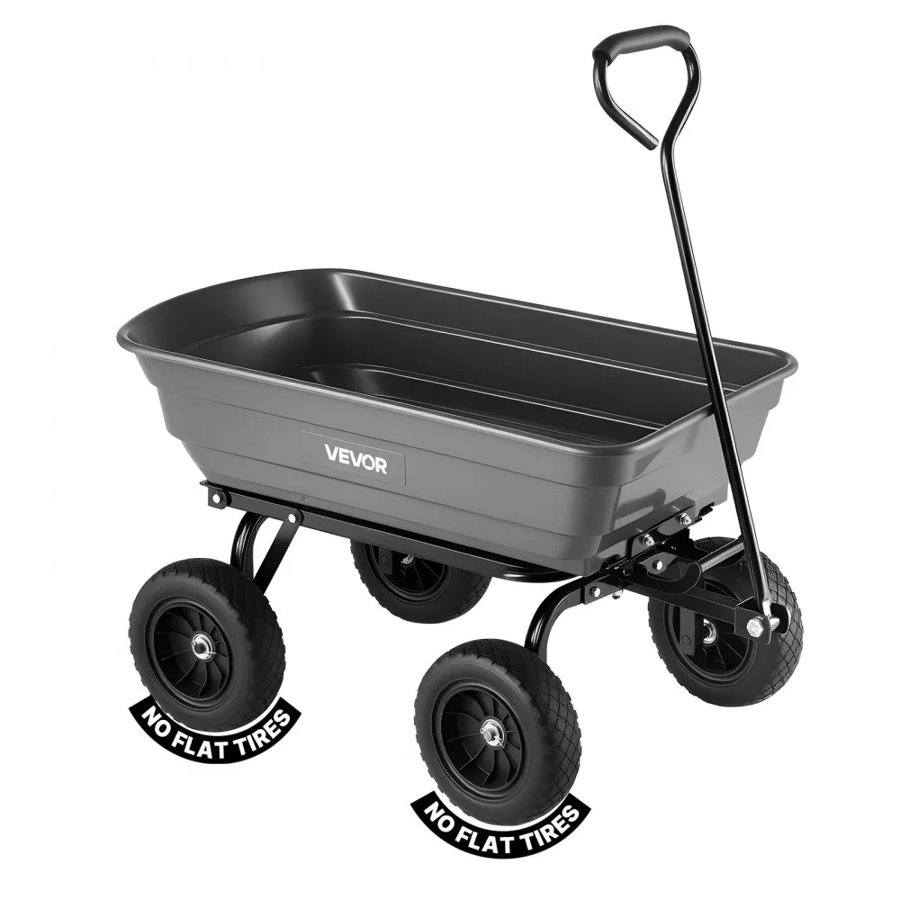 VEVOR 600 lb Poly Dump Cart – 90° Quick-Dump, 180° Swivel