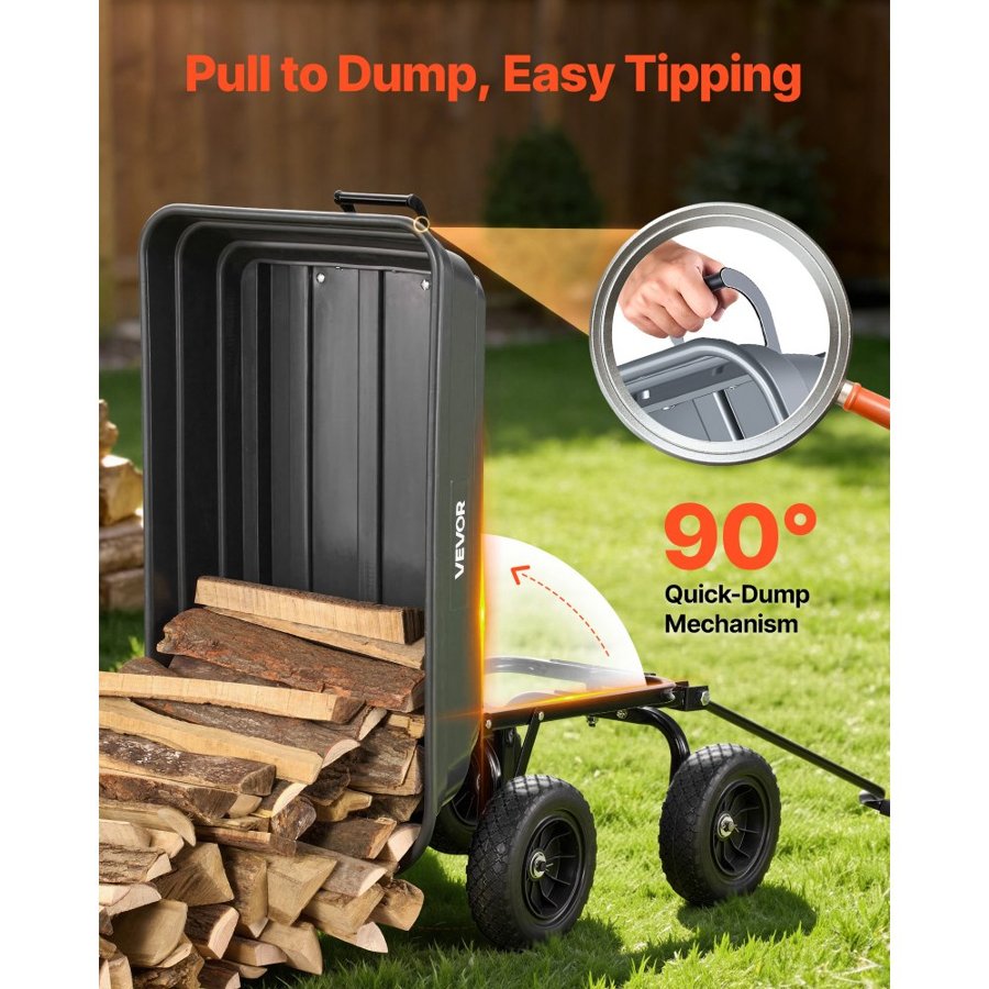 VEVOR 600 lb Poly Dump Cart – 90° Quick-Dump, 180° Swivel