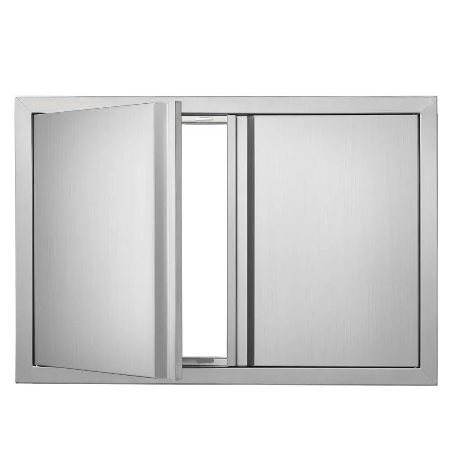 VEVOR BBQ Access Door, 710x482 mm Double Outdoor Kitchen Door, Stainless Steel Flush Mount Door, Wall Vertical Door with Recessed Handles , for BBQ Island, Grilling Station, Outside Cabinet