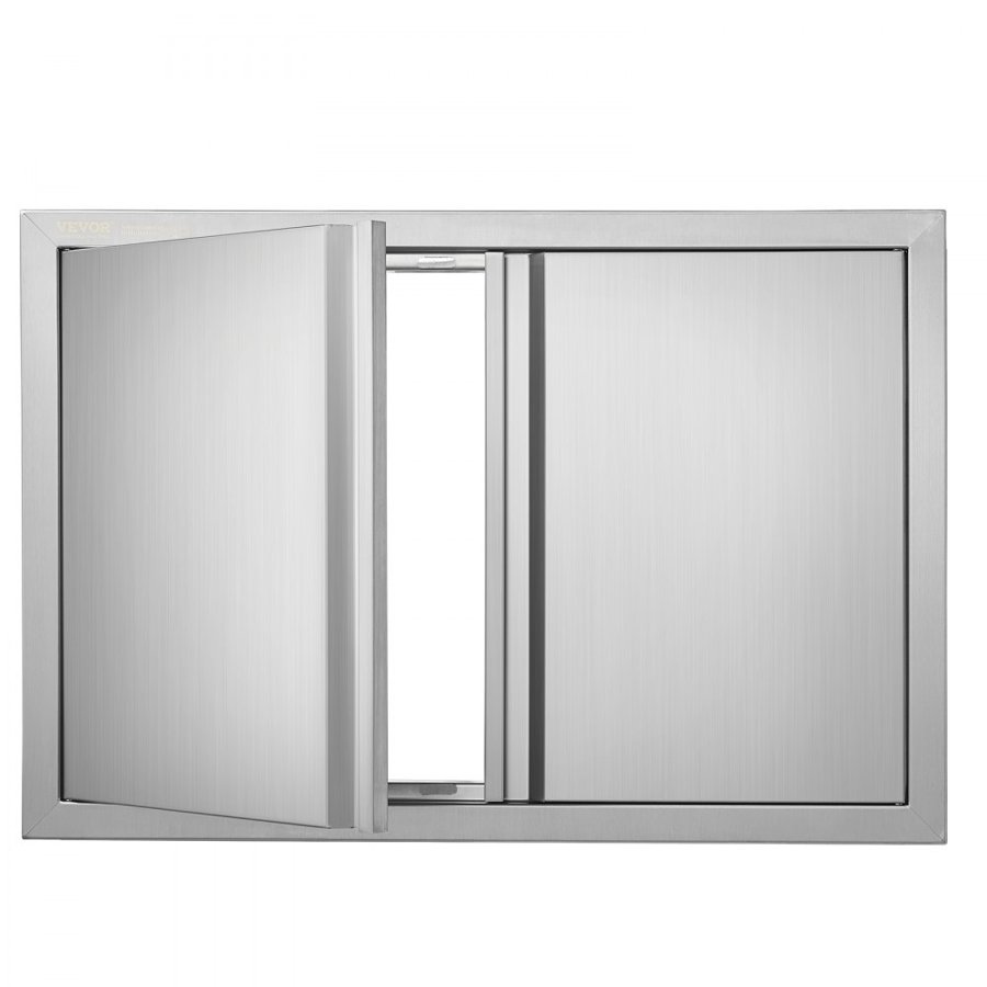 VEVOR BBQ Access Door, 774x532 mm Double Outdoor Kitchen Door, Stainless Steel Flush Mount Door, Wall Vertical Door with Recessed Handles , for BBQ Island, Grilling Station, Outside Cabinet