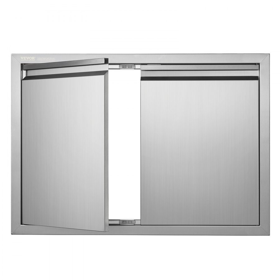 VEVOR BBQ Access Door, 762x532 mm Double Outdoor Kitchen Door, Stainless Steel Flush Mount Door, Wall Vertical Door with Recessed Handles , for BBQ Island, Grilling Station, Outside Cabinet