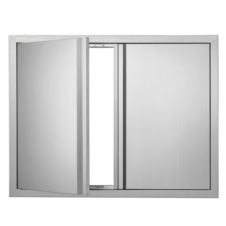 VEVOR BBQ Access Door, 787x609 mm Double Outdoor Kitchen Door, Stainless Steel Flush Mount Door, Wall Vertical Door with Recessed Handles , for BBQ Island, Grilling Station, Outside Cabinet