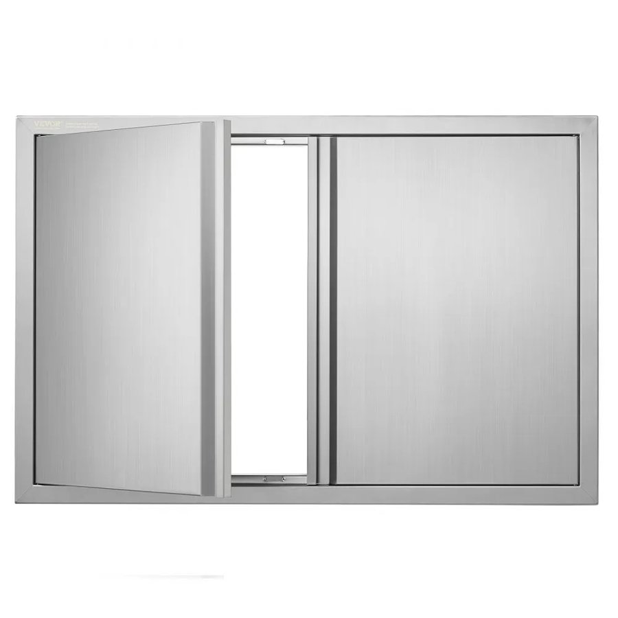 VEVOR BBQ Access Door, 914x610 mm Double Outdoor Kitchen Door, Stainless Steel Flush Mount Door, Wall Vertical Door with Recessed Handles , for BBQ Island, Grilling Station, Outside Cabinet