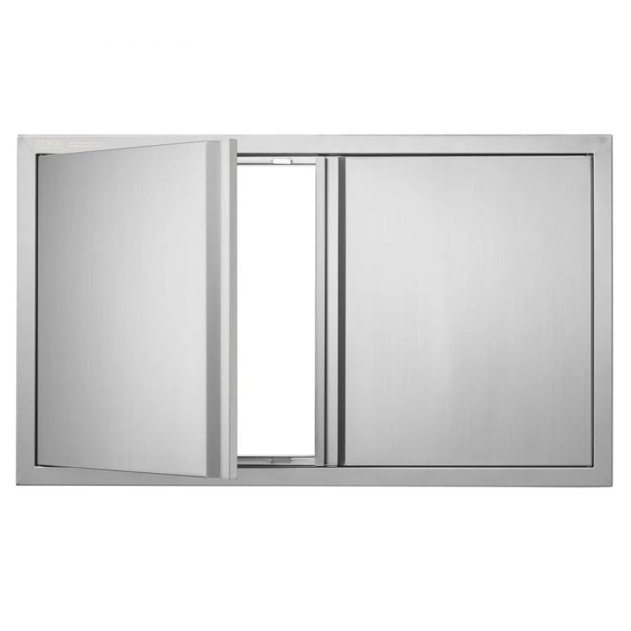 VEVOR BBQ Access Door, 914x534 mm Double Outdoor Kitchen Door, Stainless Steel Flush Mount Door, Wall Vertical Door with Recessed Handles , for BBQ Island, Grilling Station, Outside Cabinet