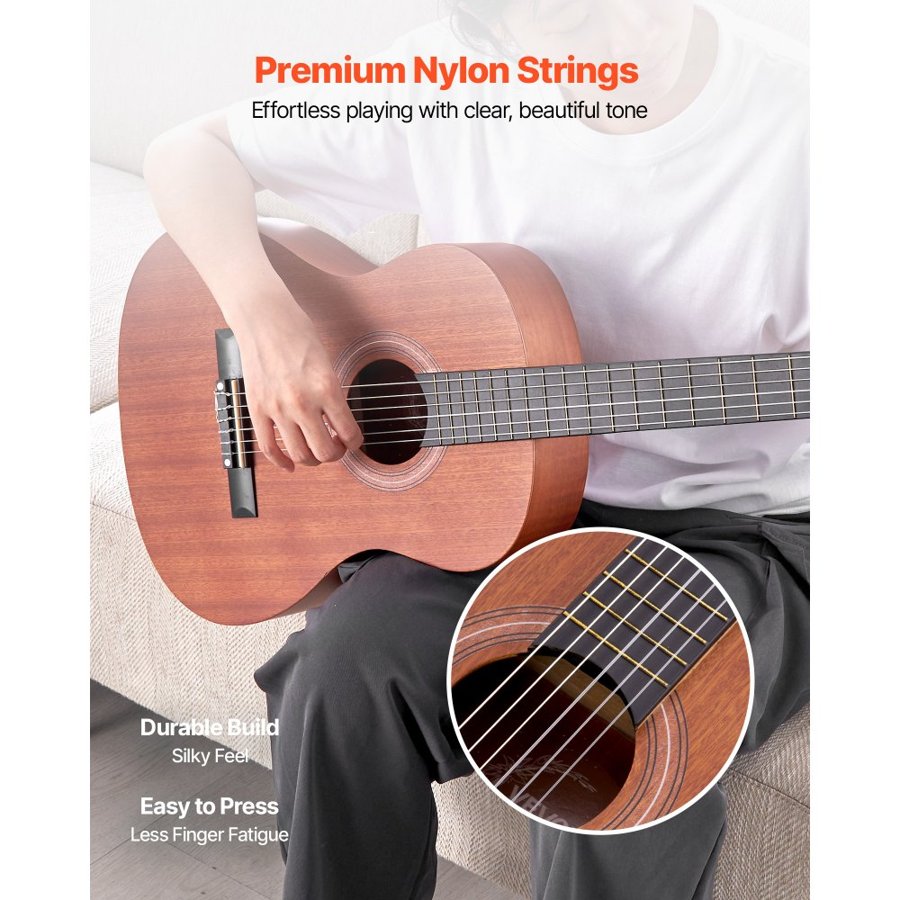 VEVOR 36 Inch Classical Guitar - 36in., 7 pcs, Nylon String