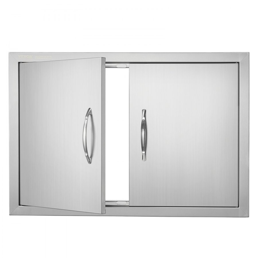 VEVOR BBQ Access Door, 711x482 mm Double Outdoor Kitchen Door, Stainless Steel Flush Mount Door, Wall Vertical Door with Handles, for BBQ Island, Grilling Station, Outside Cabinet