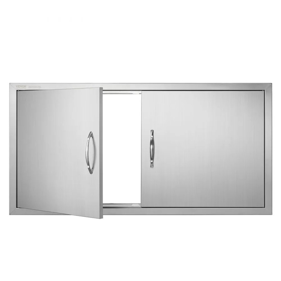 VEVOR BBQ Access Door, 1067x534 mm Double Outdoor Kitchen Door, Stainless Steel Flush Mount Door, Wall Vertical Door with Handles, for BBQ Island, Grilling Station, Outside Cabinet