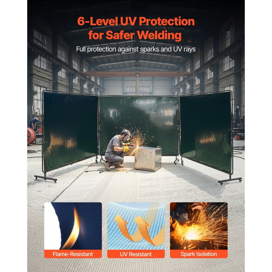 VEVOR Folding Welding Screen – 3-Panel 6 × 8 ft Vinyl