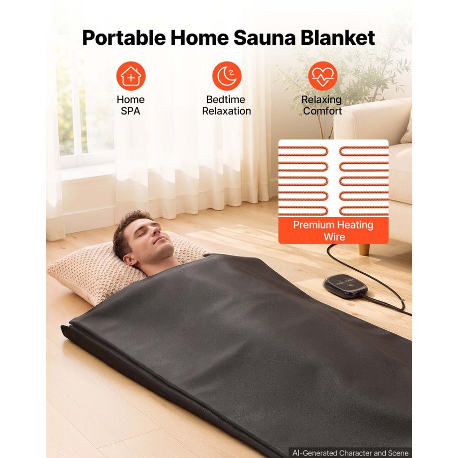 VEVOR Portable Infrared Sauna Blanket – 72.8 x 35.4 in, 650W