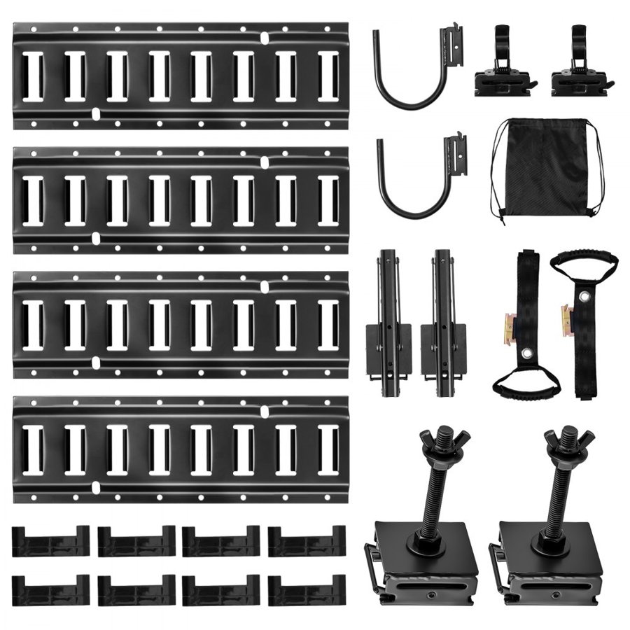 VEVOR E-Track Rails – 4 Pack, 1.3 ft, Hooks, Tie-Down Kit