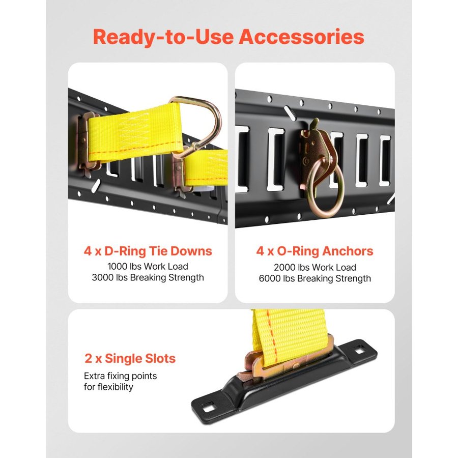 VEVOR E Track Rails – 4 Pack, 1.3 Ft, 1500 Lb Kit Set