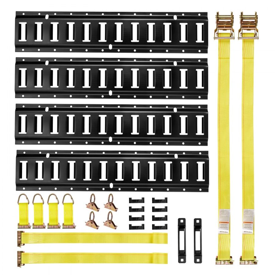 VEVOR E Track Rail - 1500lbs Capacity, 4 Rails, 12 Points
