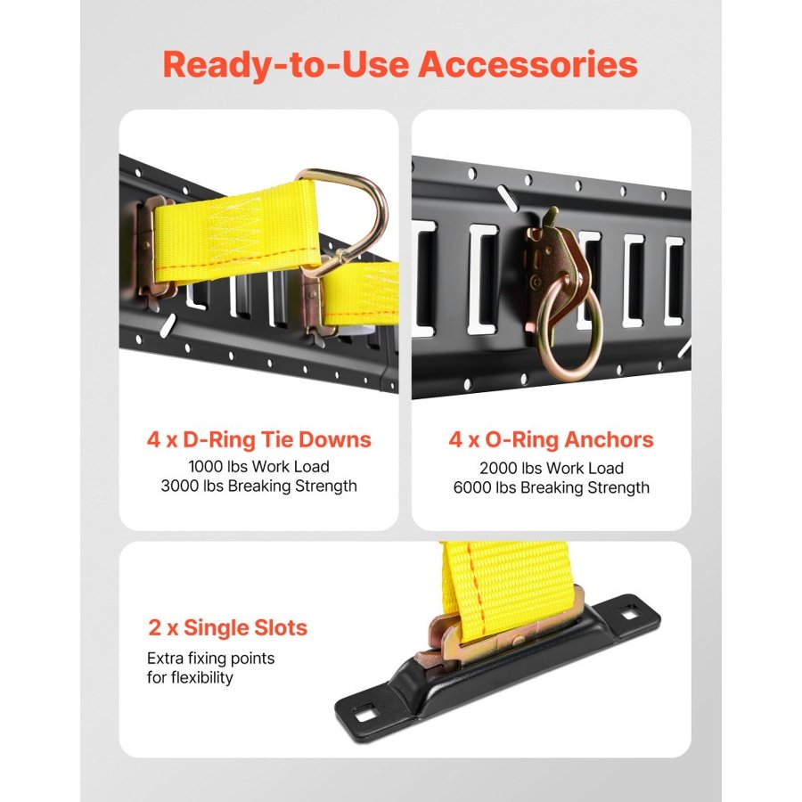 VEVOR E Track Rail - 1500lbs Capacity, 4 Rails, 12 Points