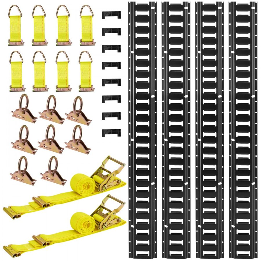 VEVOR E Track Rail System – 4×7.7 ft, 2,000 Lb, 26-Pc Kit