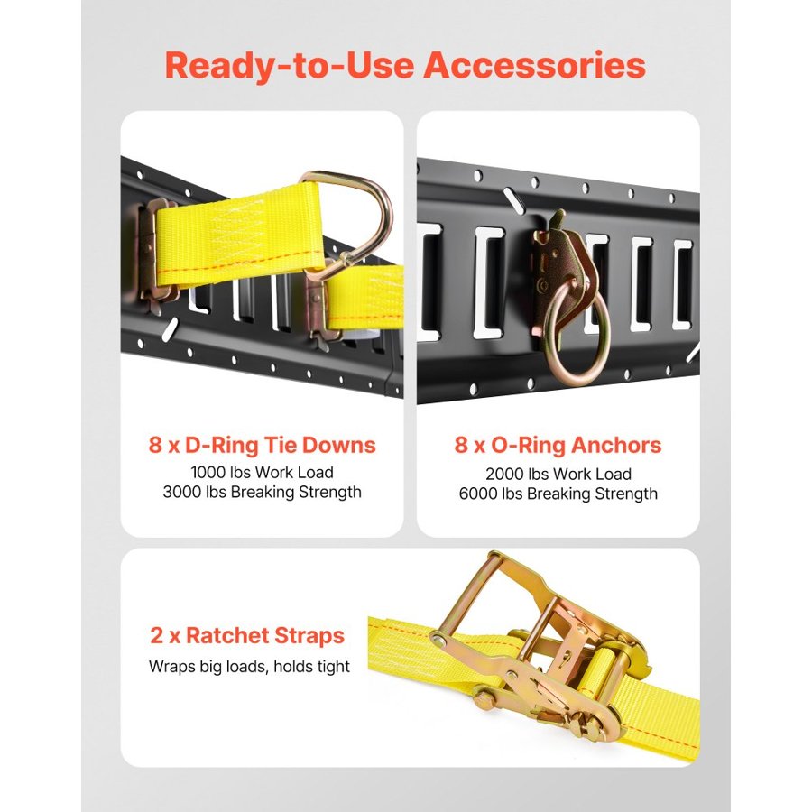 VEVOR E Track Rail System – 4×7.7 ft, 2,000 Lb, 26-Pc Kit