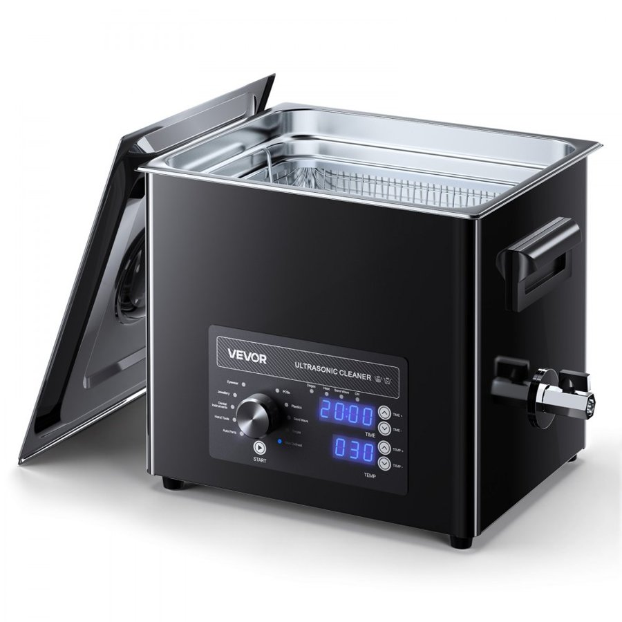 VEVOR 10L Ultrasonic Cleaner, Professional Ultrasonic Cleaner Machine with Knob Control, Stainless Steel Cleaning Machine with Basket and Cleaning Ball, for Watches, Razors, Jewelry, Coins and More