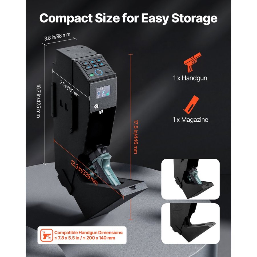 VEVOR Biometric Slider Handgun Gun Safe – 3-Way Access Box