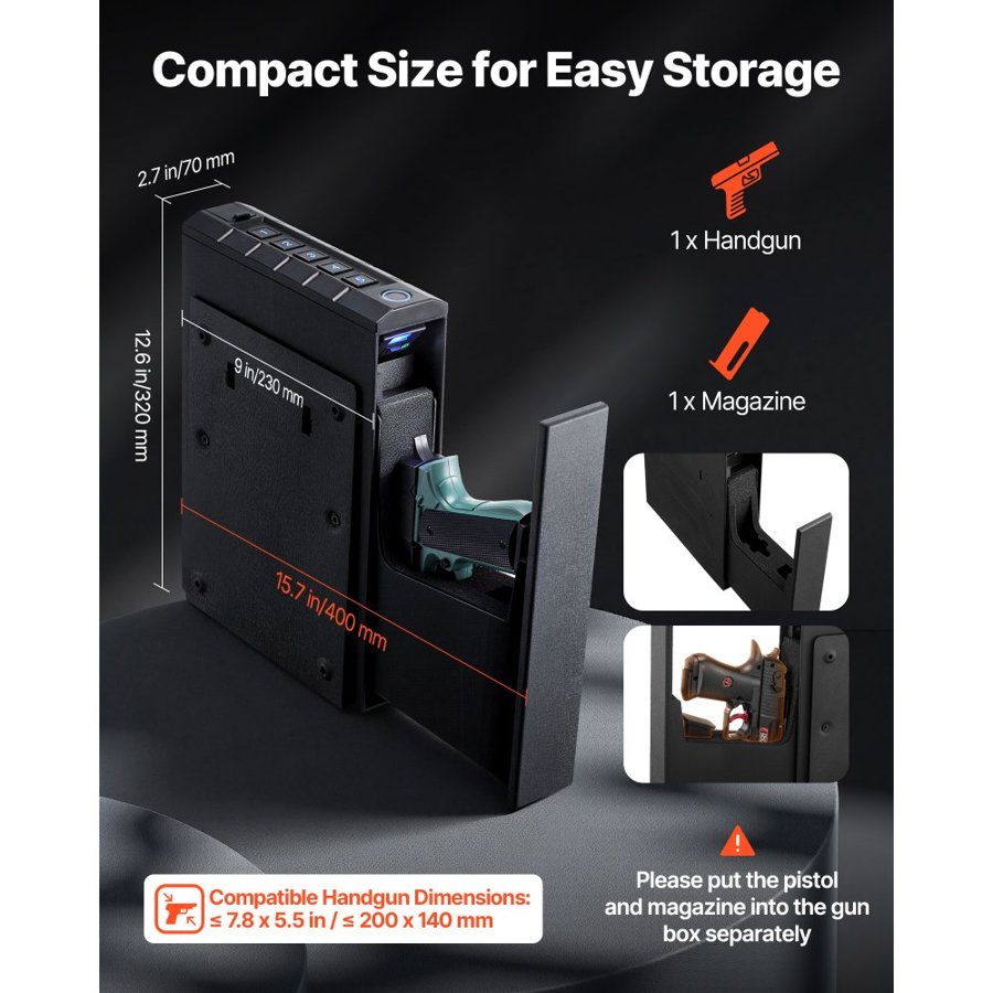 VEVOR Gun Safe for Handgun – 3 Access Methods, 2 Spare Keys