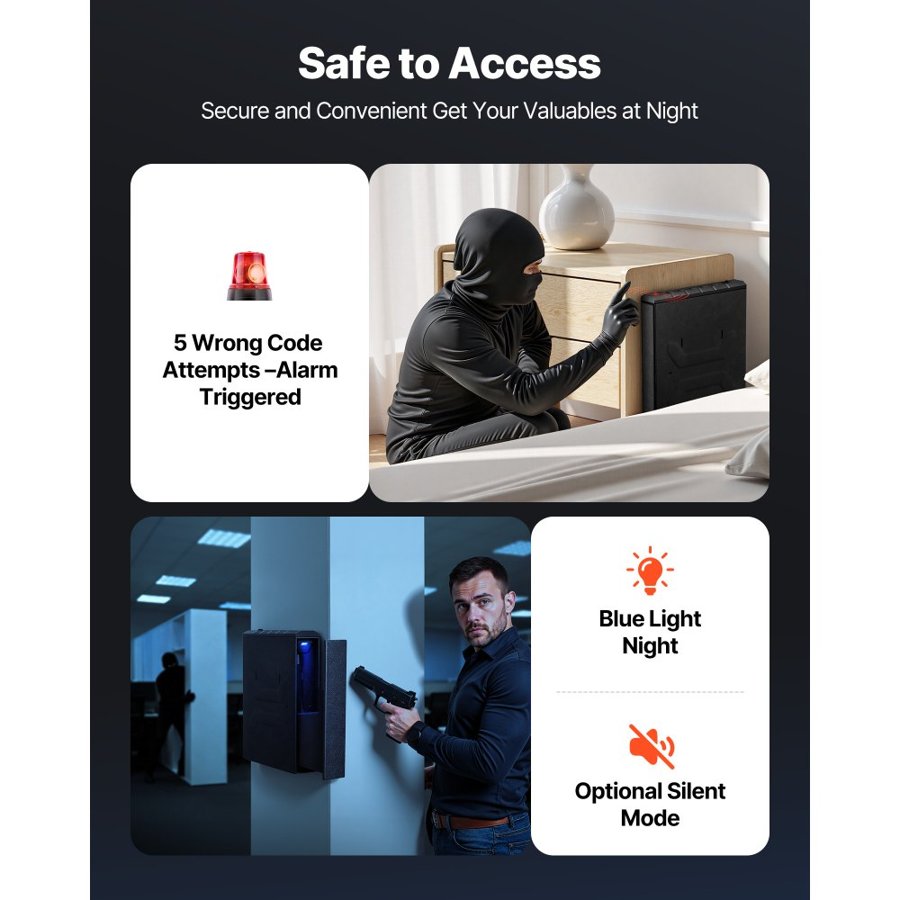 VEVOR Gun Safe for Handgun – 3 Access Methods, 2 Spare Keys