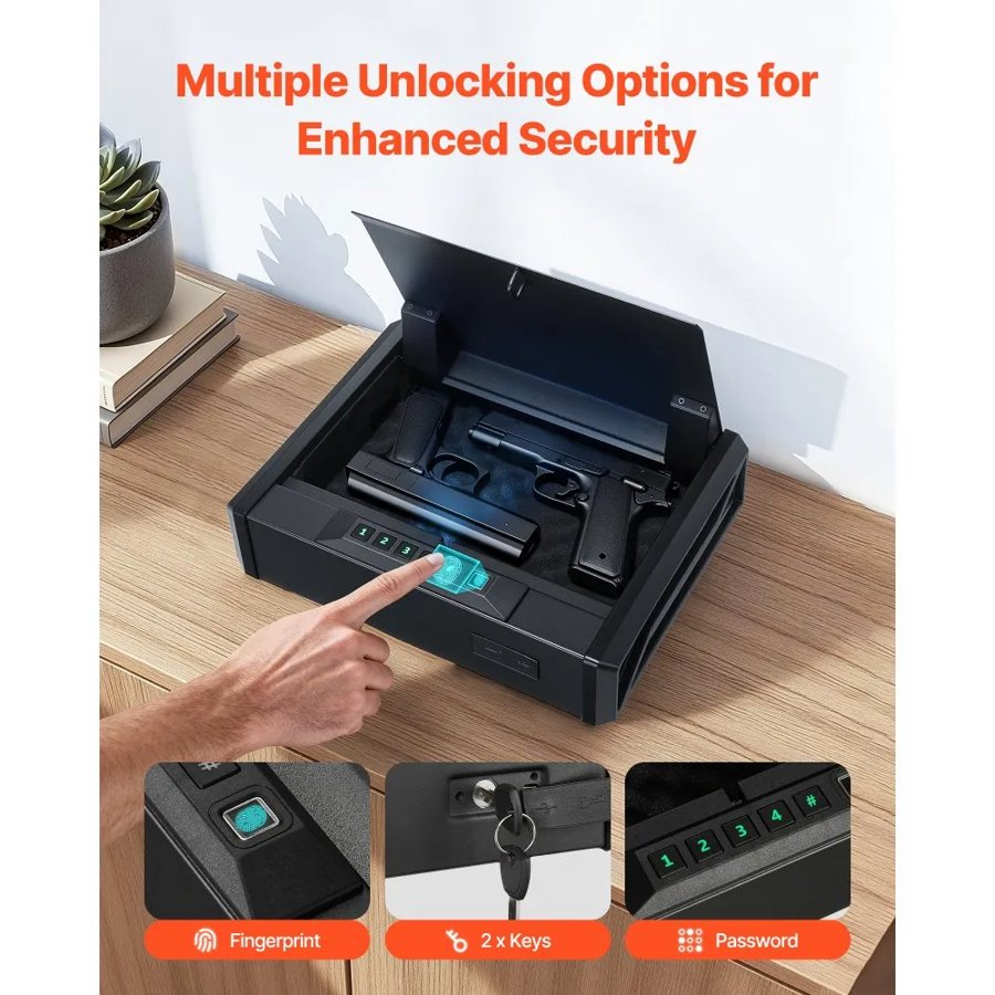 VEVOR Biometric Pistol Case – Fingerprint, Code, 2 Pistols