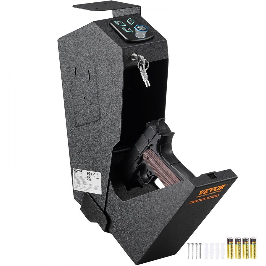 VEVOR Mounted Gun Safe for Pistols Biometric Gun Safe 3 Access Ways for 1 Pistol