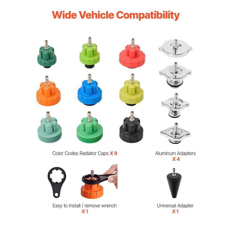 VEVOR Coolant Pressure Tester Adapter Kit – 4 Adapters