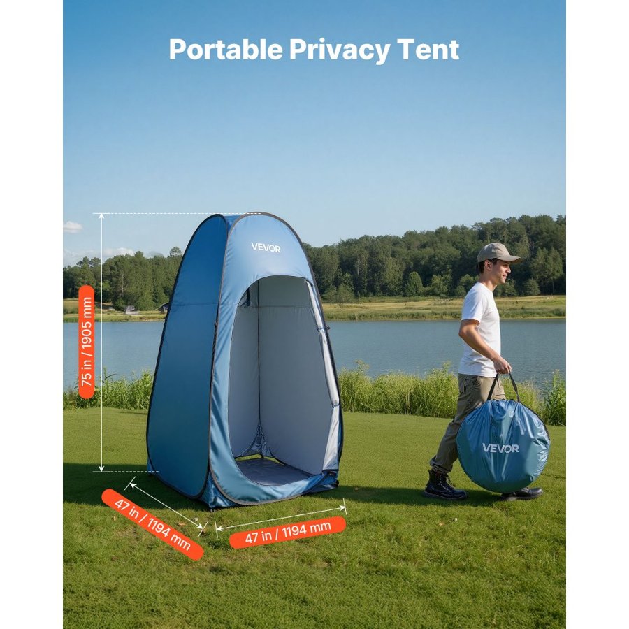 VEVOR Pop Up Privacy Tent – 47x47x75", 190T, UPF50, PU2000
