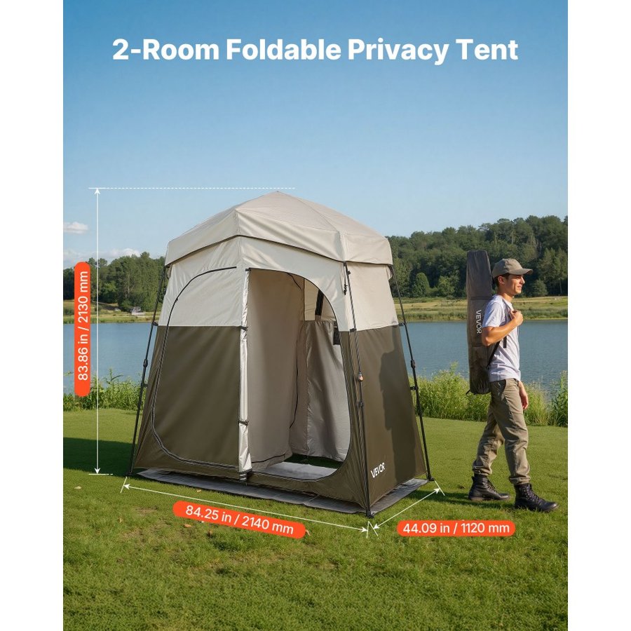 VEVOR Portable Camping Shower Tent – 2-Room, 150D Oxford