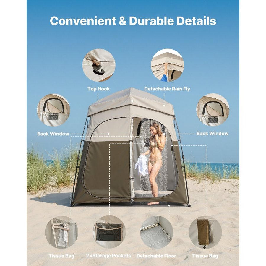 VEVOR Portable Camping Shower Tent – 2-Room, 150D Oxford