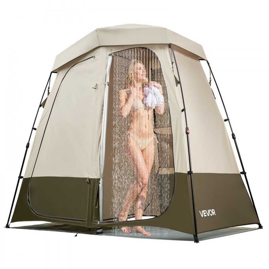 VEVOR Foldable Shower Tent – 2-Room, 150D Oxford, UPF 50