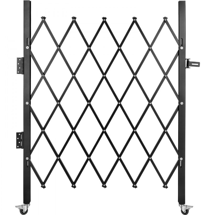 VEVOR Single Folding Security Gate, 108 × 131 cm(W × H)  Folding Door Gate, Steel Accordion Security Gate, Flexible Expanding Security Gate, 360° Rolling Barricade Gate, Scissor Gate or Door with Padlock