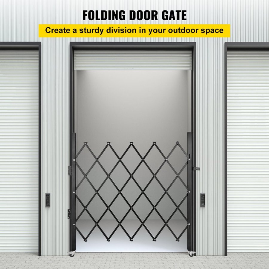 VEVOR Single Folding Security Gate, 108 × 131 cm(W × H)  Folding Door Gate, Steel Accordion Security Gate, Flexible Expanding Security Gate, 360° Rolling Barricade Gate, Scissor Gate or Door with Padlock