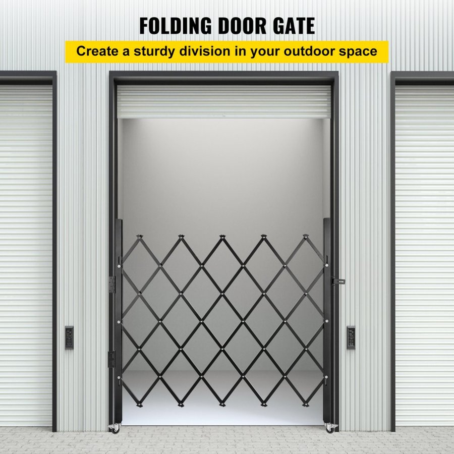 VEVOR Single Folding Security Gate,170 × 131 cm(W × H)Folding Door Gate, Steel Accordion Security Gate, Flexible Expanding Security Gate, 360° Rolling Barricade Gate, Scissor Gate or Door with Padlock
