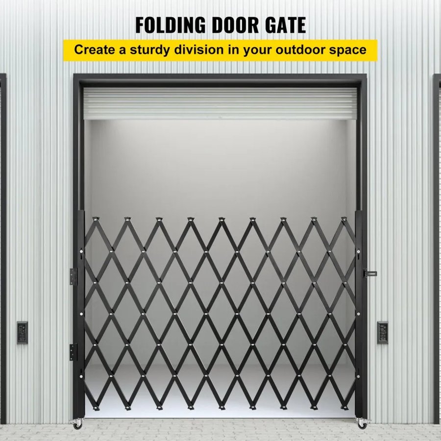VEVOR Single Folding Security Gate,  190 × 131 cm(W × H) Folding Door Gate, Steel Accordion Security Gate, Flexible Expanding Security Gate, 360° Rolling Barricade Gate, Scissor Gate or Door with Padlock