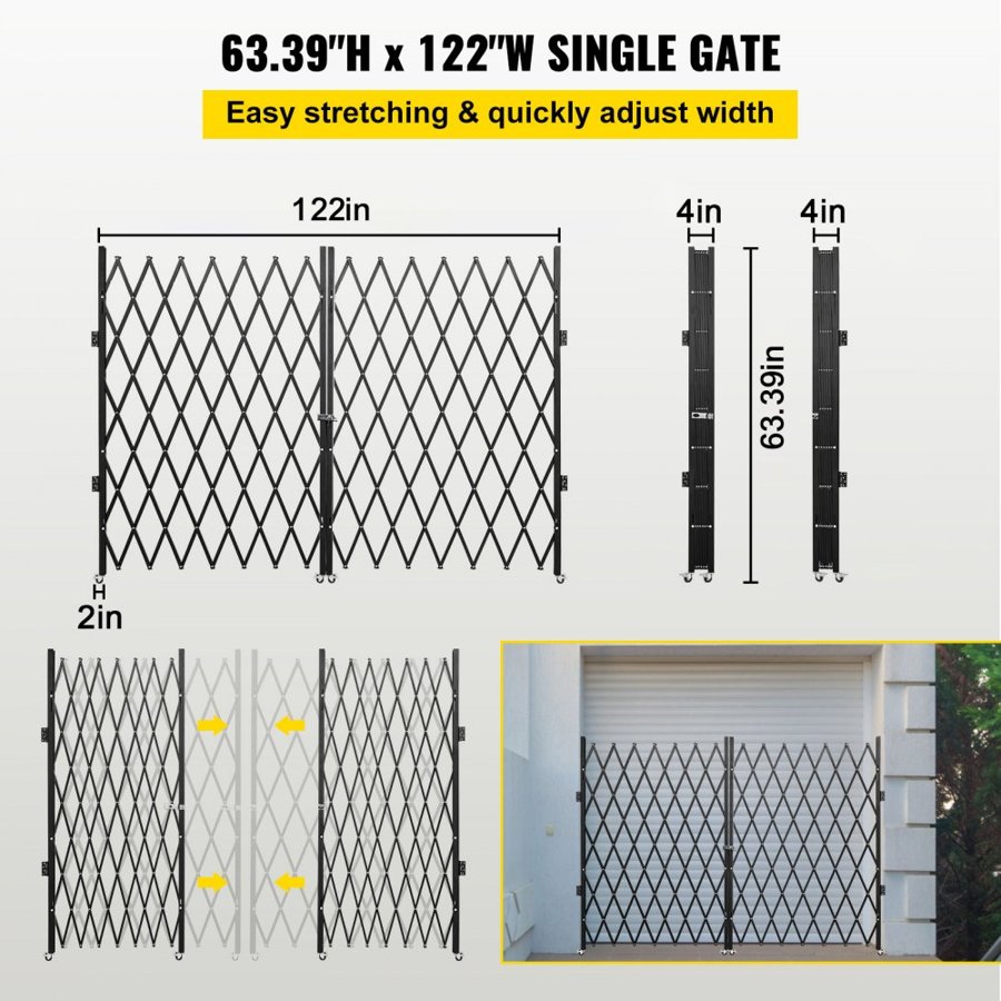 VEVOR Double Folding Security Gate Folding Door Gate 310 × 154 cm(W × H)Scissor Gate