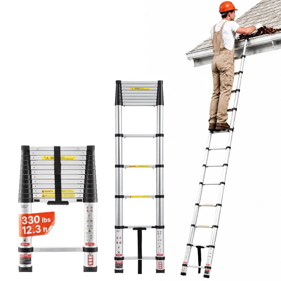 VEVOR Lightweight Telescoping Ladder – 12.5 ft, 330 lbs