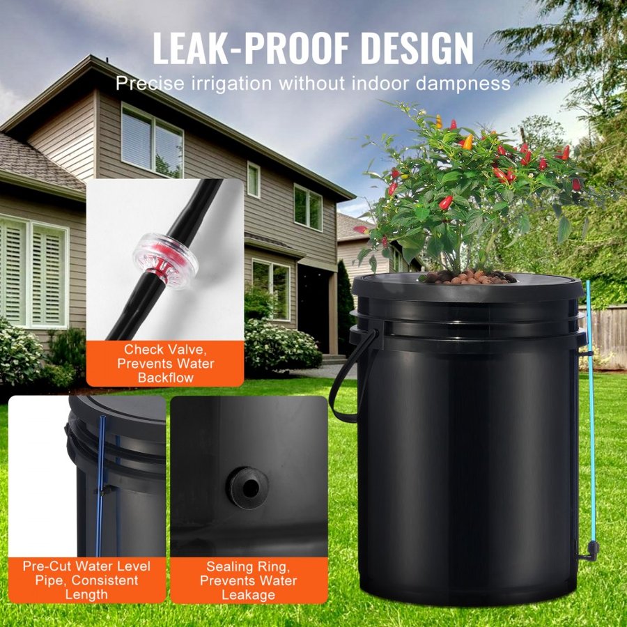 VEVOR DWC Hydroponics Grow System, Hydroponic Growing System, Deep Water Culture 5-Gallon 8 Buckets, DWC System with Air Pump, Air Stones and Water Level Device for Leafy Vegetables