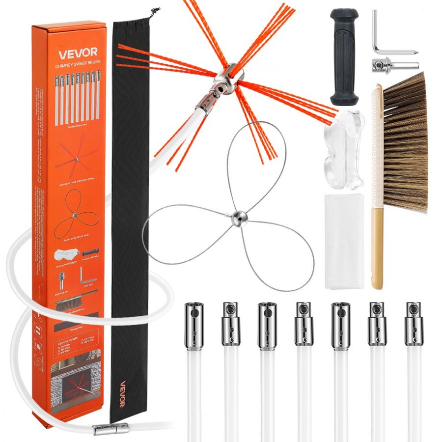 VEVOR Chimney Sweep Kit – 23 FT, 90°, Flexible & Durable Rod