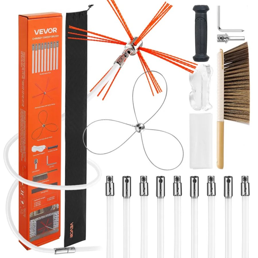VEVOR Chimney Sweep Brush Kit – 10m, Dual Brush Heads