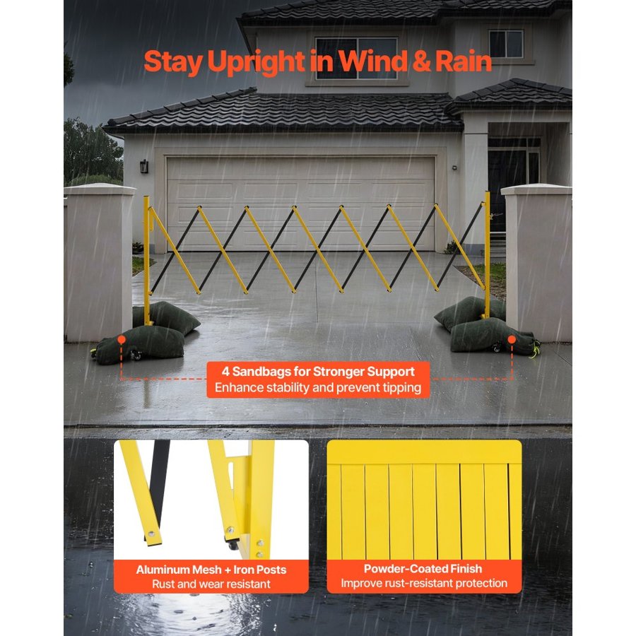 VEVOR Expandable Barricade with Wheels – 3.82m Gate