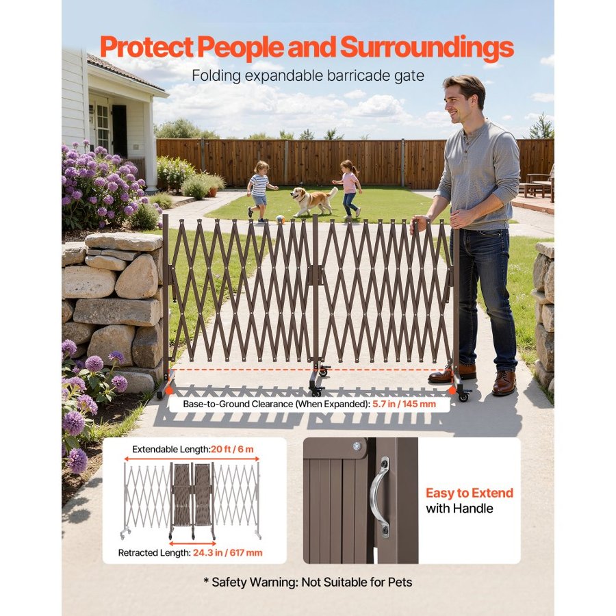 VEVOR Expandable Safety Barricades – 6m Double, 26.7 lbs