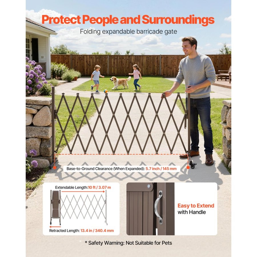 VEVOR Expandable Barricade – 10 ft, Folding Gate