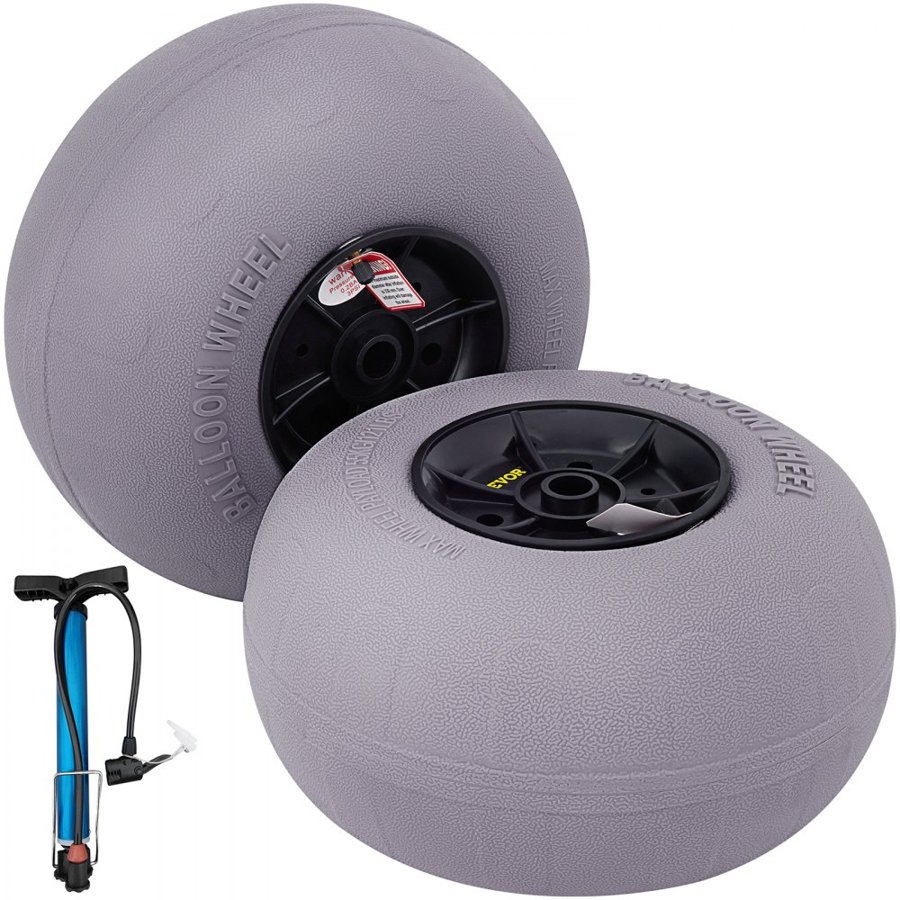 VEVOR Beach Balloon Wheels, 33 cm Replacement Sand Tires, TPU Cart Tires for Kayak Dolly, Canoe Cart and Buggy w/ Free Air Pump, 2-Pack